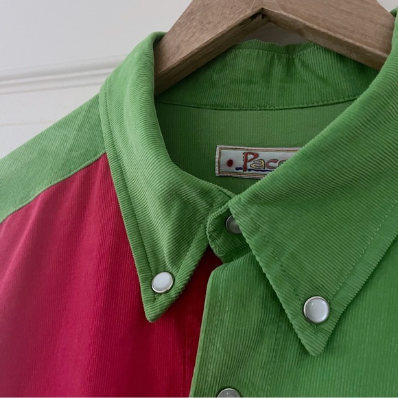 Vintage 90’s corduroy colourblock funky shirt, size Large - Picture 10 of 11